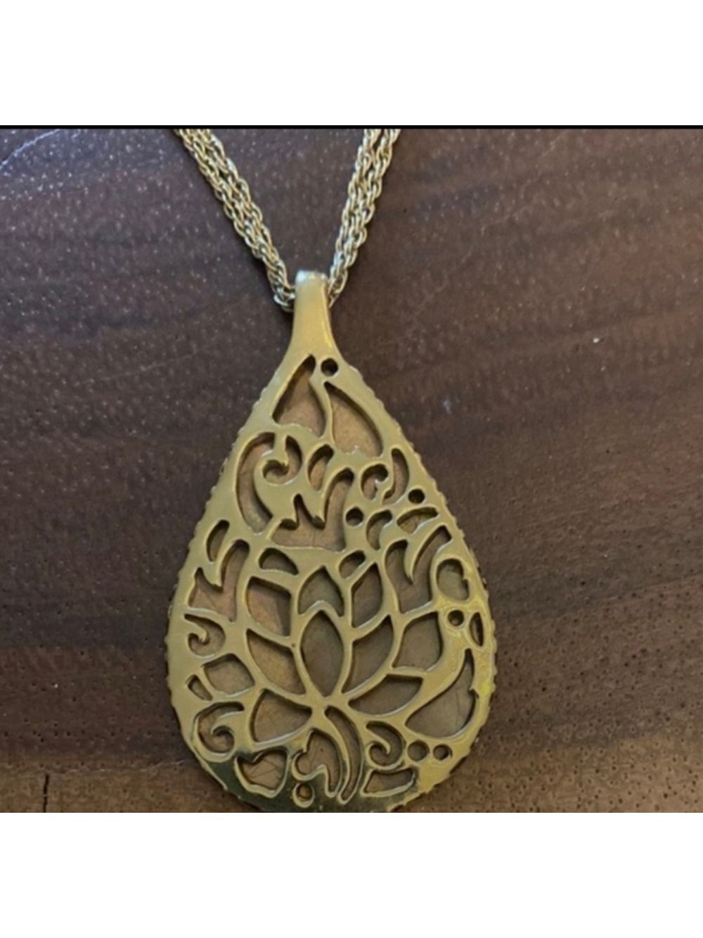 Monet Gold and Mother Of Pearl Mop Teardrop Double Strand Necklace